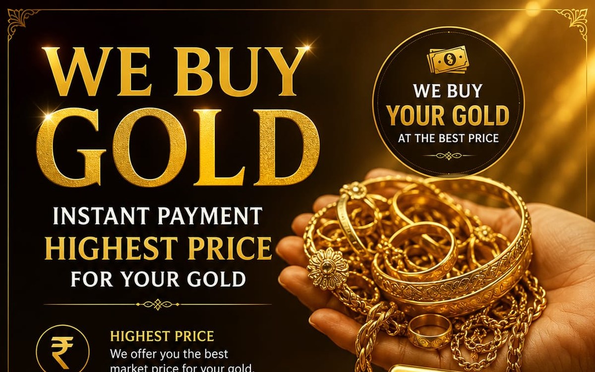 Akshari Gold Buyers poster: we buy gold, instant payment at the highest price